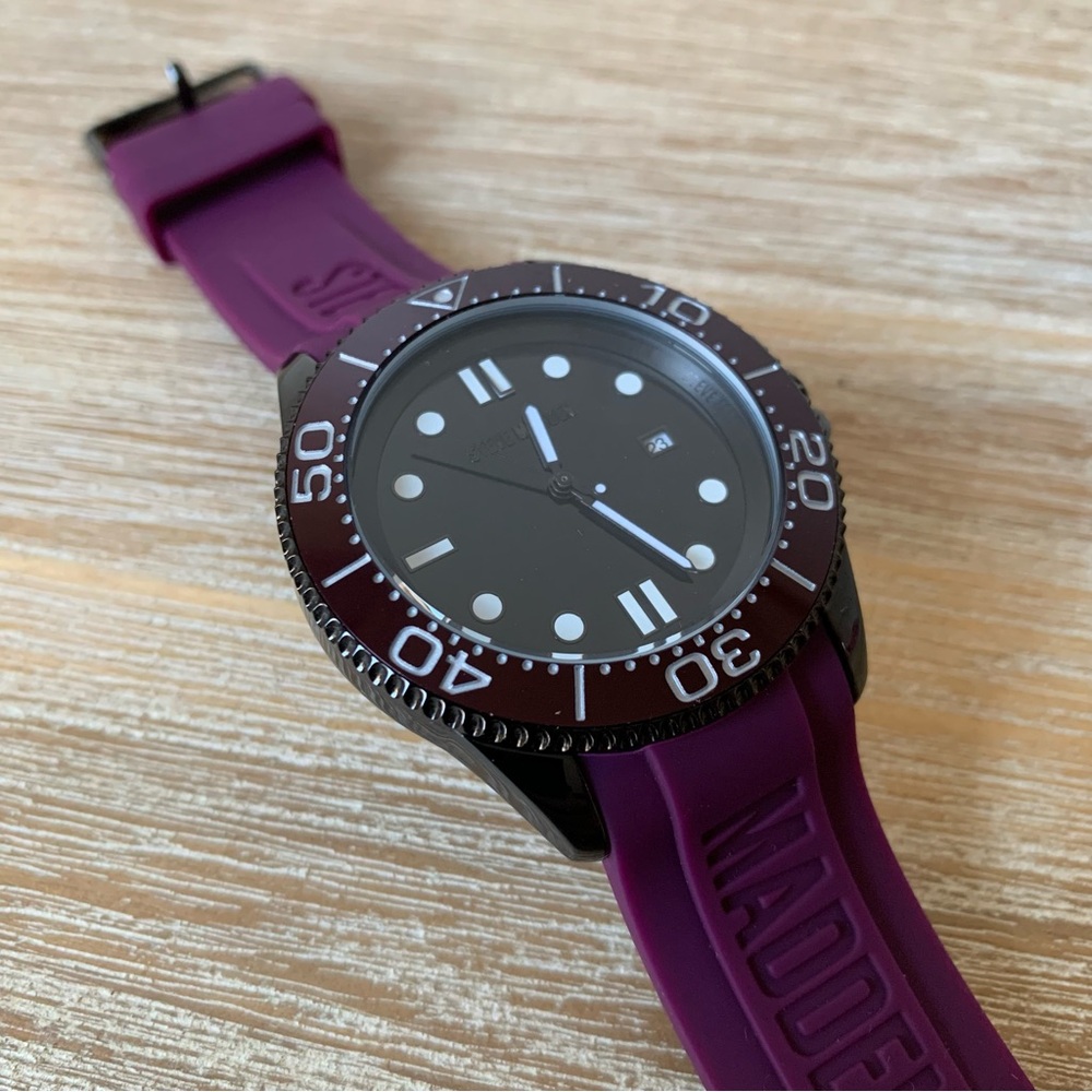 Steve Madden Purple Silicone Strap Embossed Logo Watch